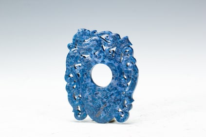 Lapis Carved Chi Dragon Pattern Pendant