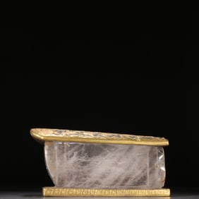 White Crystal Inlaid Solid Gold Carved Phoenix Pattern Coffin