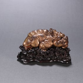 Gilt Bronze Carved Beast Shape Ornament