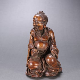 Huanghuali Wood Carved Character Shape Figure