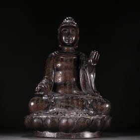 Agarwood Carved Poetry Pattern GuanYin Figure