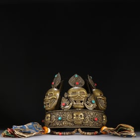 Tibetan Bronze Carved Sitavana Pattern Cap