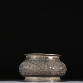 Silver Carved Character Story Pattern Incense Burner