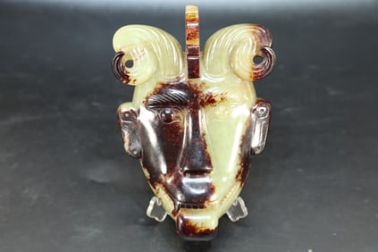 Jade Carved Beast Face Pattern Bi