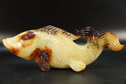 Jade Carved Fish Shape Ornament