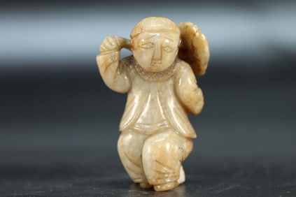 Jade Carved Child Shape Ornament