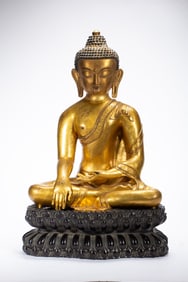 Gilt Bronze Carved Sakyamuni Figure