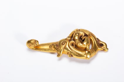 Gilt Bronze Carved Dragon Shape Belt Hook