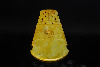 Jade Carved Beast Face and Dragon Pattern Bi