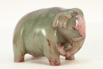 Jade Carved Elephant Shape Ornament