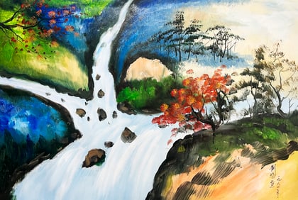 Chinese Scenery, Oil on Canvas, Liu Haisu