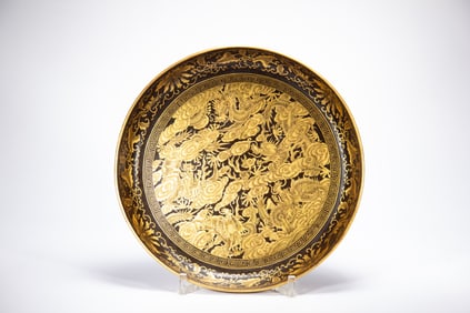 Lacquerware Gold Drawing Dragon Pattern Plate