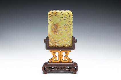 Jade Carved Dragon Pattern Table Plaque