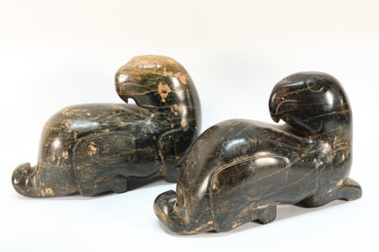 Pair of Jade Carved Bird Shape Ornament