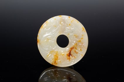 Jade Carved Chi Dragon Pattern Bi