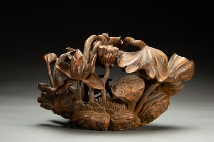 Bamboo Carved Lotus Flower Shape Ornament