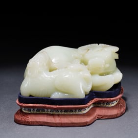Jade Carved Ox Shape Ornament