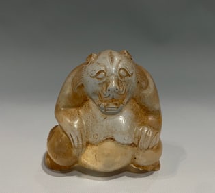 White Crystal Carved Bear Shape Ornament