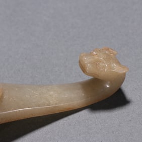 Jade Carved Chi Dragon Shape Belt Hook