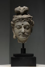 Grey Stone Gandhara Head Figure