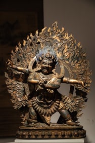 Gilt Bronze Carved Mahakala Figure