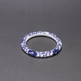 Blue and White Flower Pattern Porcelain Bangle