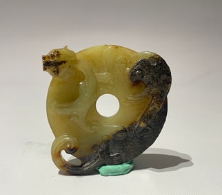 Jade Carved Chi Dragon Bi