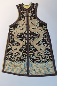 Silk Embroidery Dragon and Sea Wave Pattern Dragon Robe