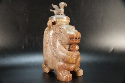 Jade Carved Beast Shape Incense Burner