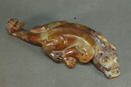 Jade Carved Dragon Shape Belt Hook