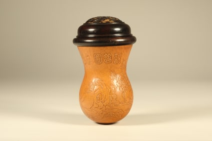 Gourd Carved Landscape Pattern Gourd Cricket Jar