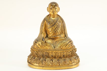 Gilt Bronze Guru Figure
