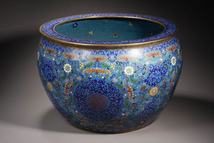 Bronze Cloisonne Carved Flower and Dragon Pattern Pot