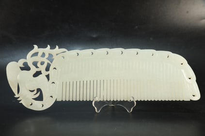 Jade Carved Phoenix Pattern Comb
