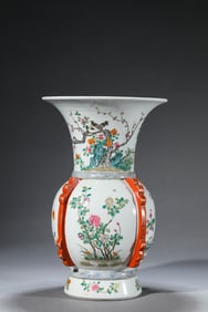 A Famille-Rose 'Flower-and-Bird' Zun