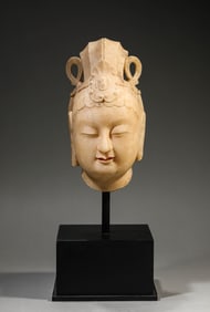 A White Marble Buddha Head