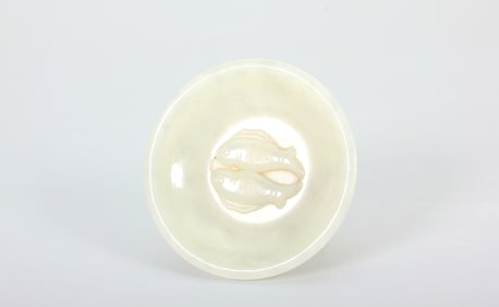 A HETIAN JADE DISH WITH DOUBLE-FISH DESIGN