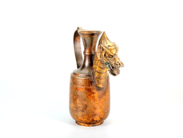 A GILT-BRONZE EWER WITH DRAGON HEAD
