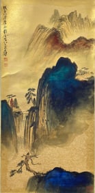 A CHINESE HAND PAINTING WITH THE MARK OF ZHANG DAQIAN