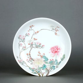 A Famille Rose 'Peony' Dish, Guozhi Style