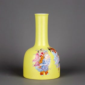 A Yellow-Ground Famille Rose 'Eight Immortals' Pattern 'Yao Ling' Vase, Falangcai