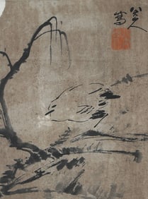 A CHINESE HAND PAINTING WITH THE MARK OF BADASHANREN