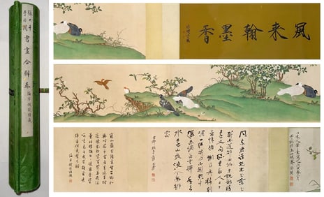 A CHINESE LONG SCROLL HAND PAINTING WITH THE MARK OF ZHANG DAQIAN