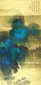 A CHINESE HAND PAINTING WITH THE MARK OF ZHANG DAQIAN
