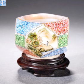 A GLASS LANDSCAPE PAINTING