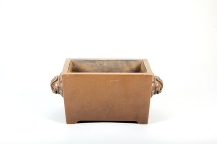 A BRONZE "HORSE TROUGH" CENSER WITH TIANJI HANDLES