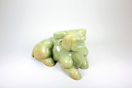 A HETIAN JADE RECLINING OX