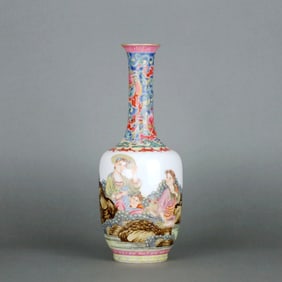 A Enamel Painted Western Figures Display Vase