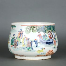 A Blue-And-White And Wucai 'Immortals' Pattern Censer Bowl