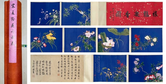 A CHINESE LONG SCROLL HAND PAINTING WITH THE MARK OF SONG MEILING